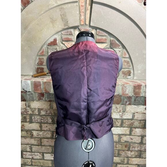 Liz Claiborne vest preppy blue white vintage 1980s novelty print steampunk - Picture 6 of 11